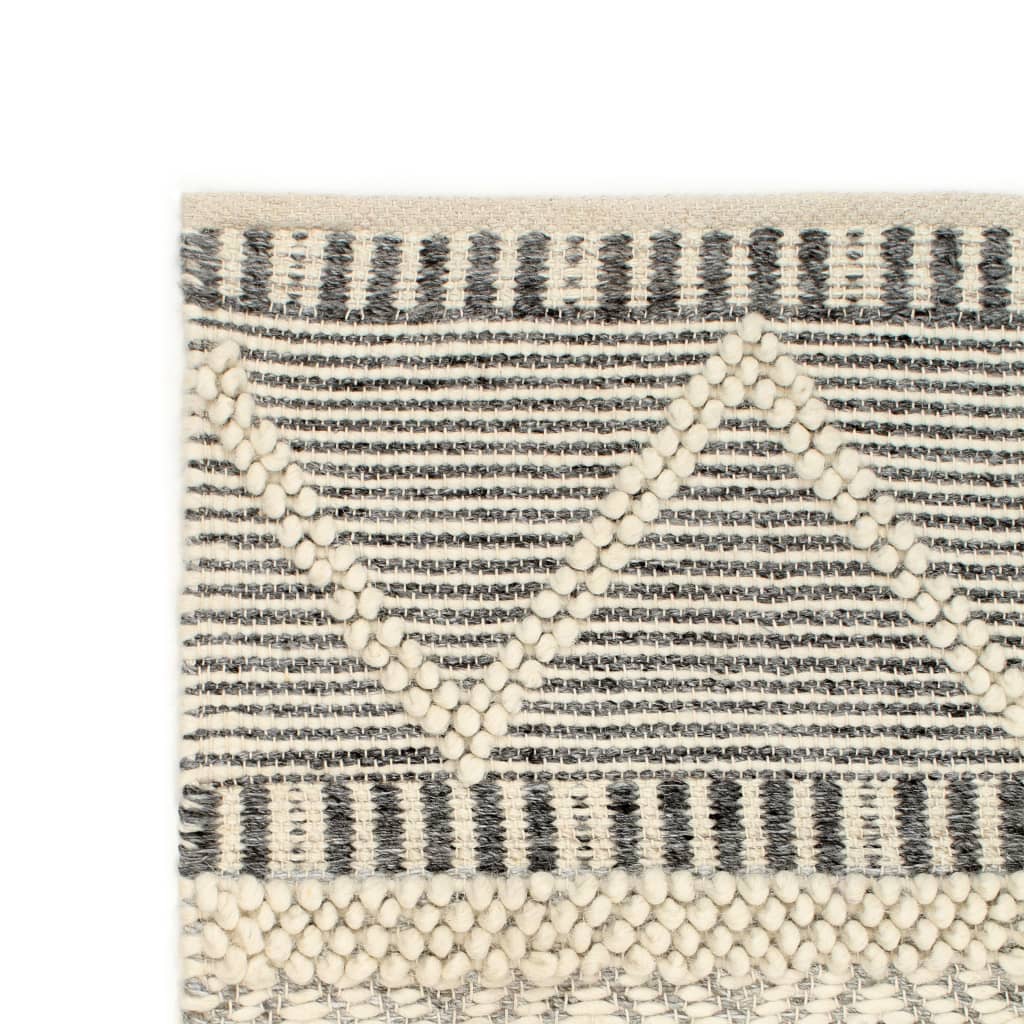 vidaXL gulvtæppe 80 x 150 cm håndvævet uld hvid/grå/sort/brun