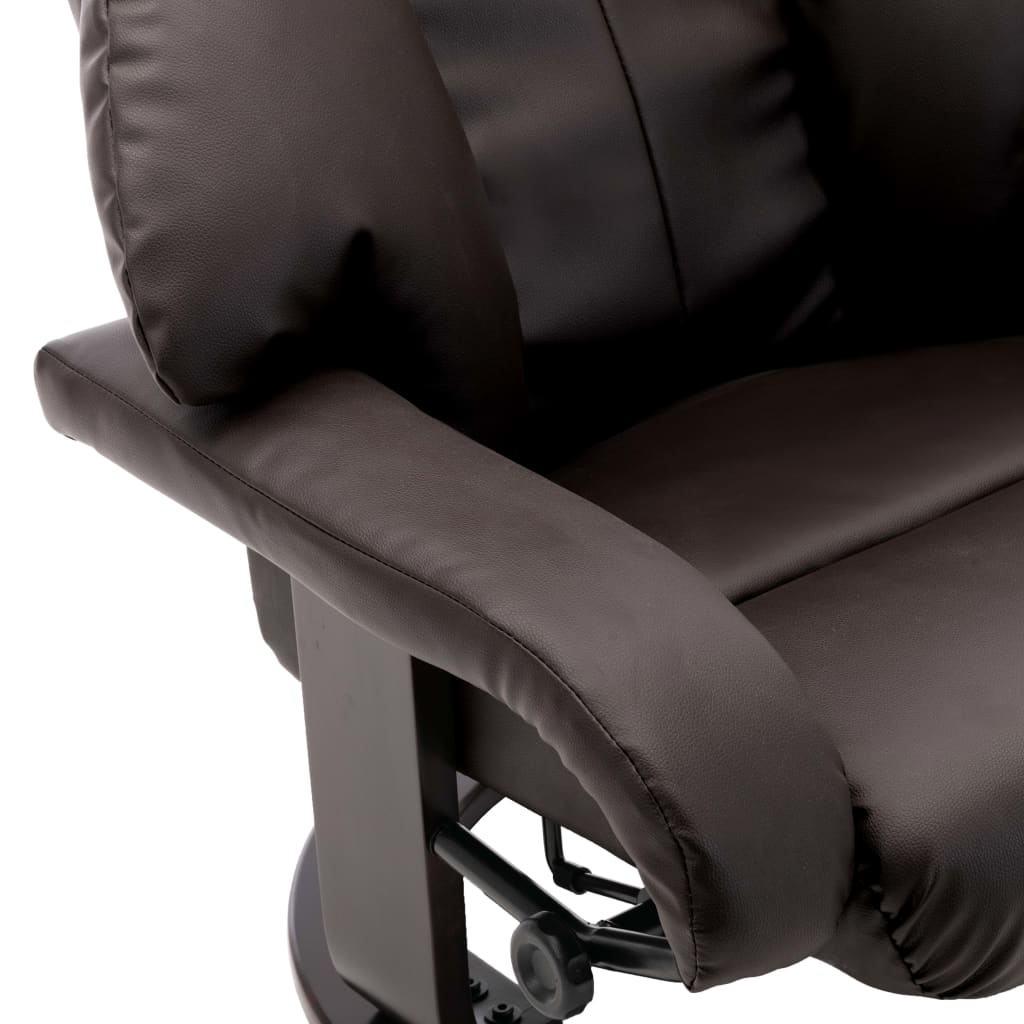 vidaXL lænestol med fodskammel kunstlæder brun