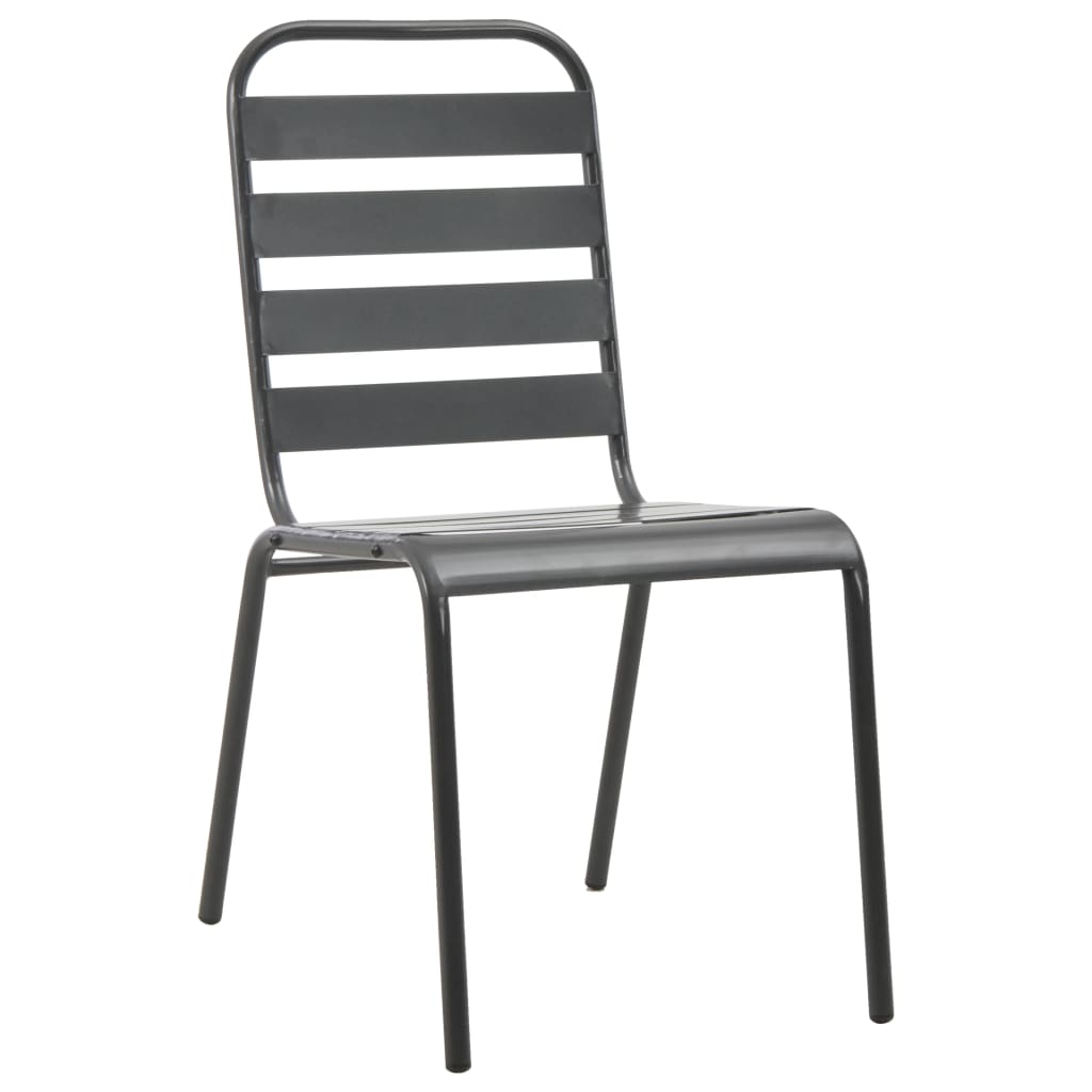 vidaXL udendørsstole 4 stk. lameldesign stål mørkegrå