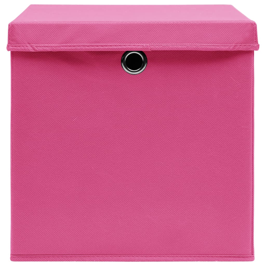 vidaXL opbevaringskasser med låg 4 stk. 32x32x32 stof pink
