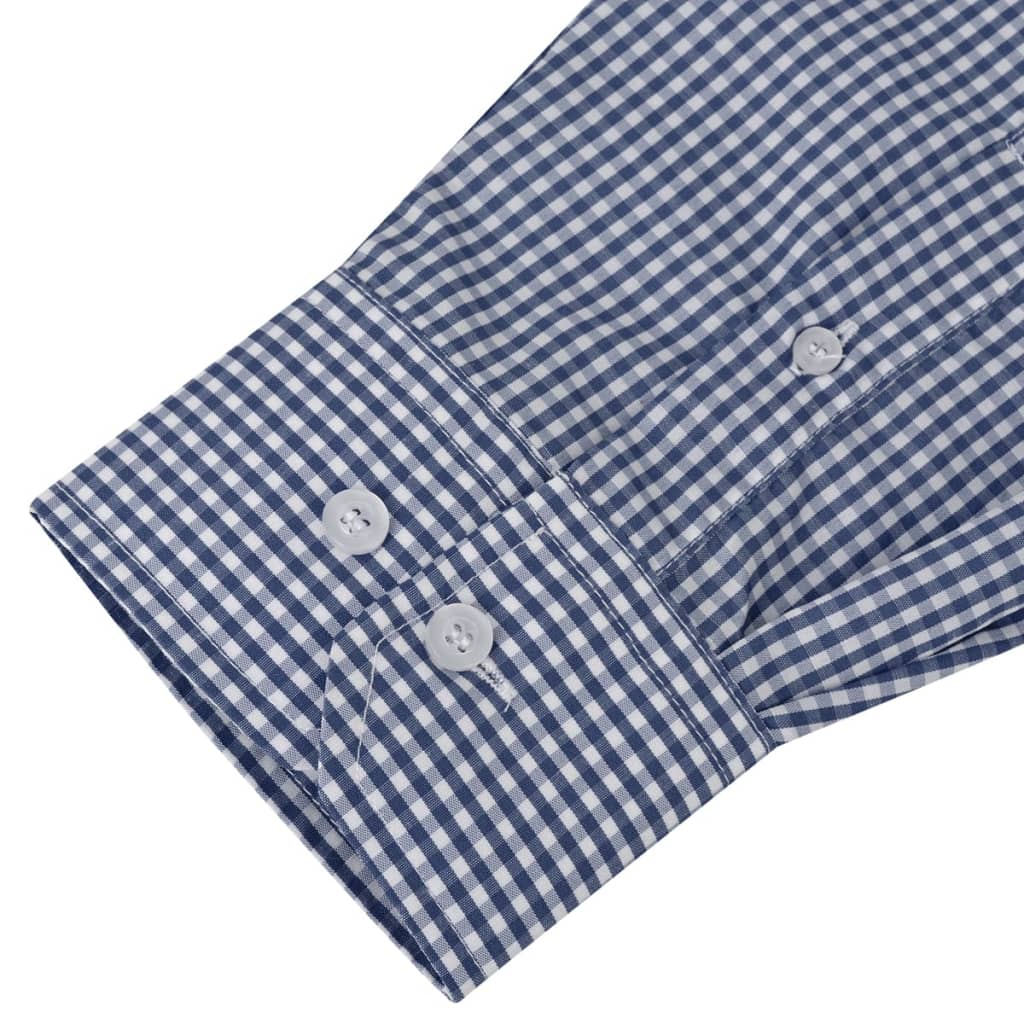 vidaXL skjorte str. XXL ternet hvid og marineblå