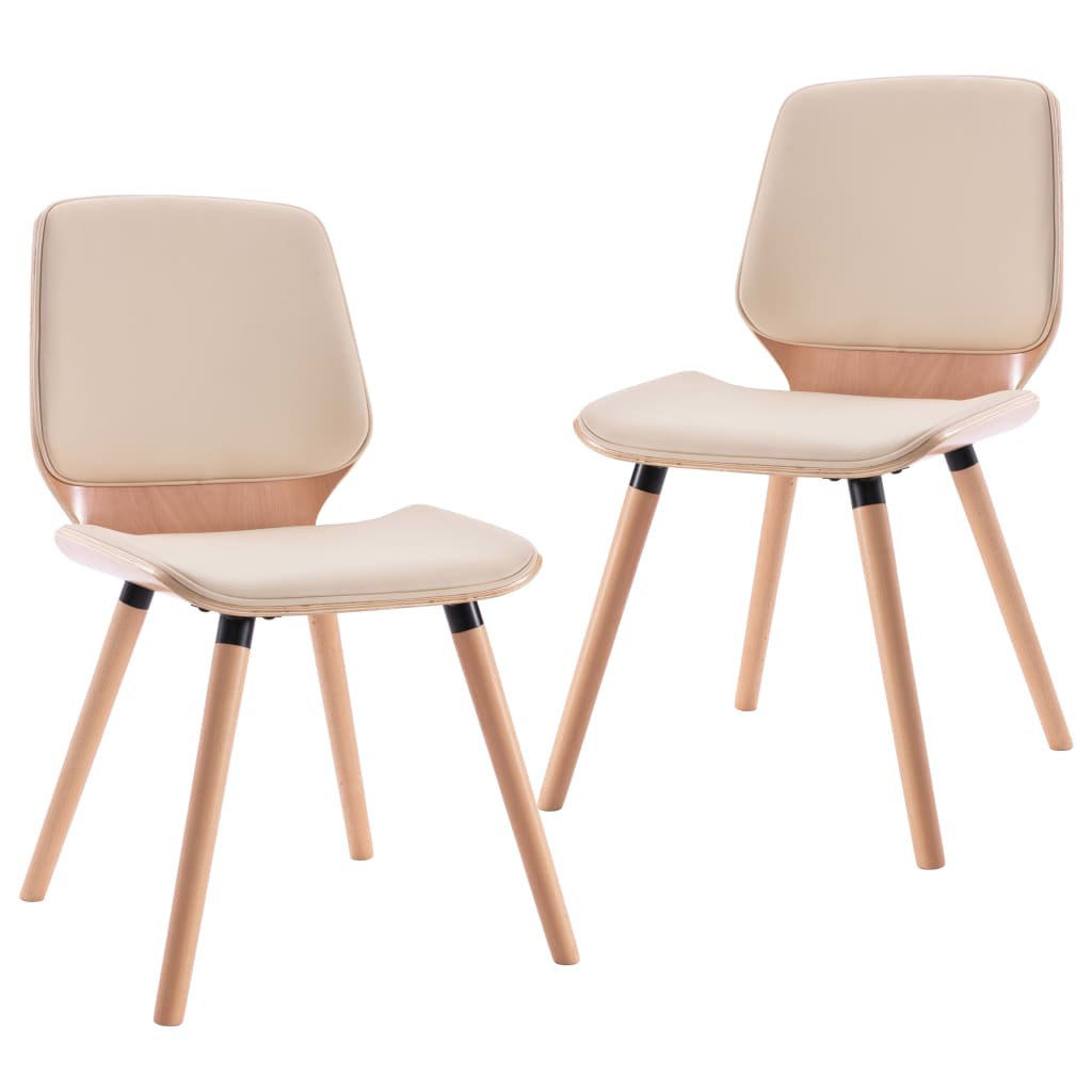vidaXL spisebordsstole 2 stk. kunstlæder cremefarvet