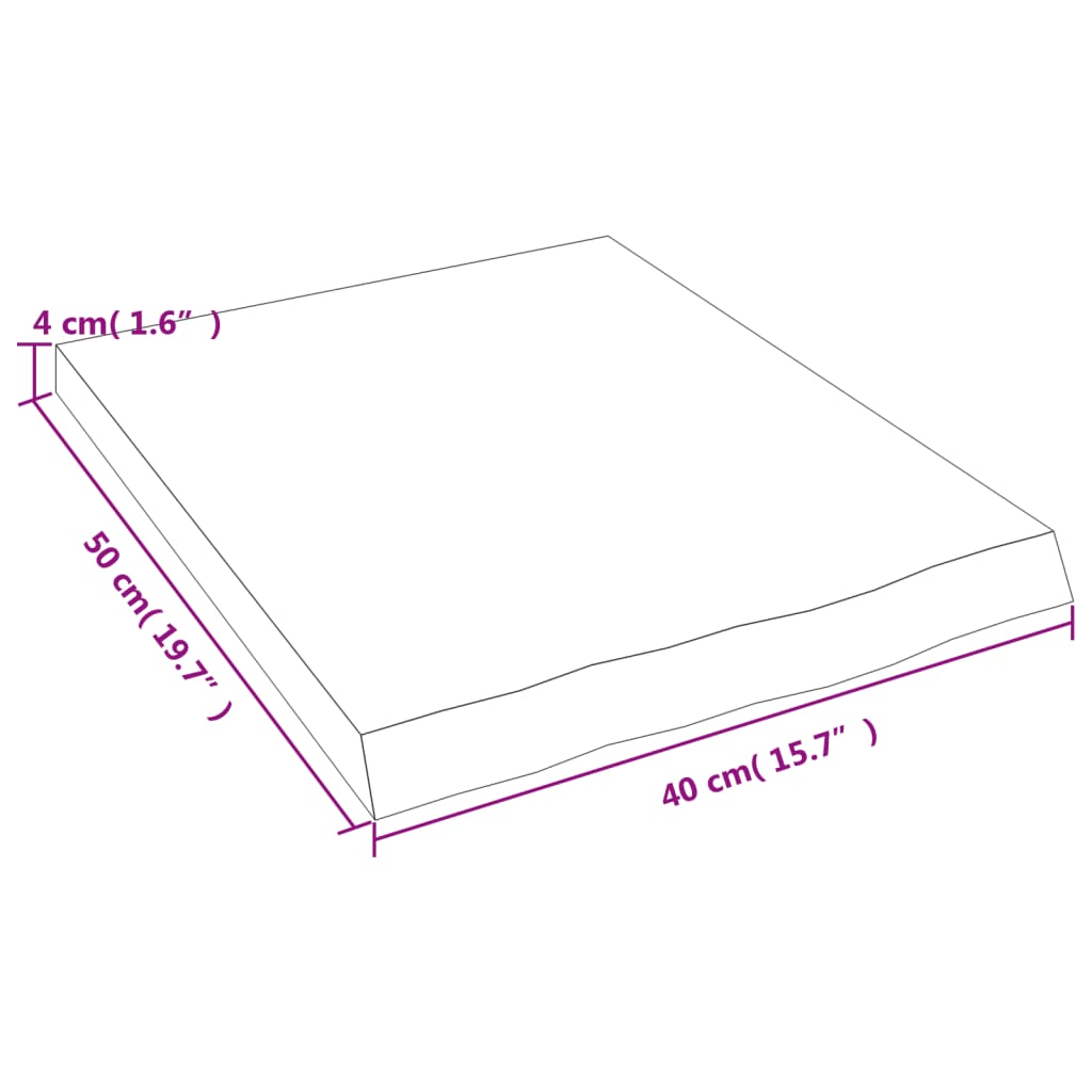 vidaXL bordplade til badeværelse 40x50x(2-4) cm massivt træ lysebrun