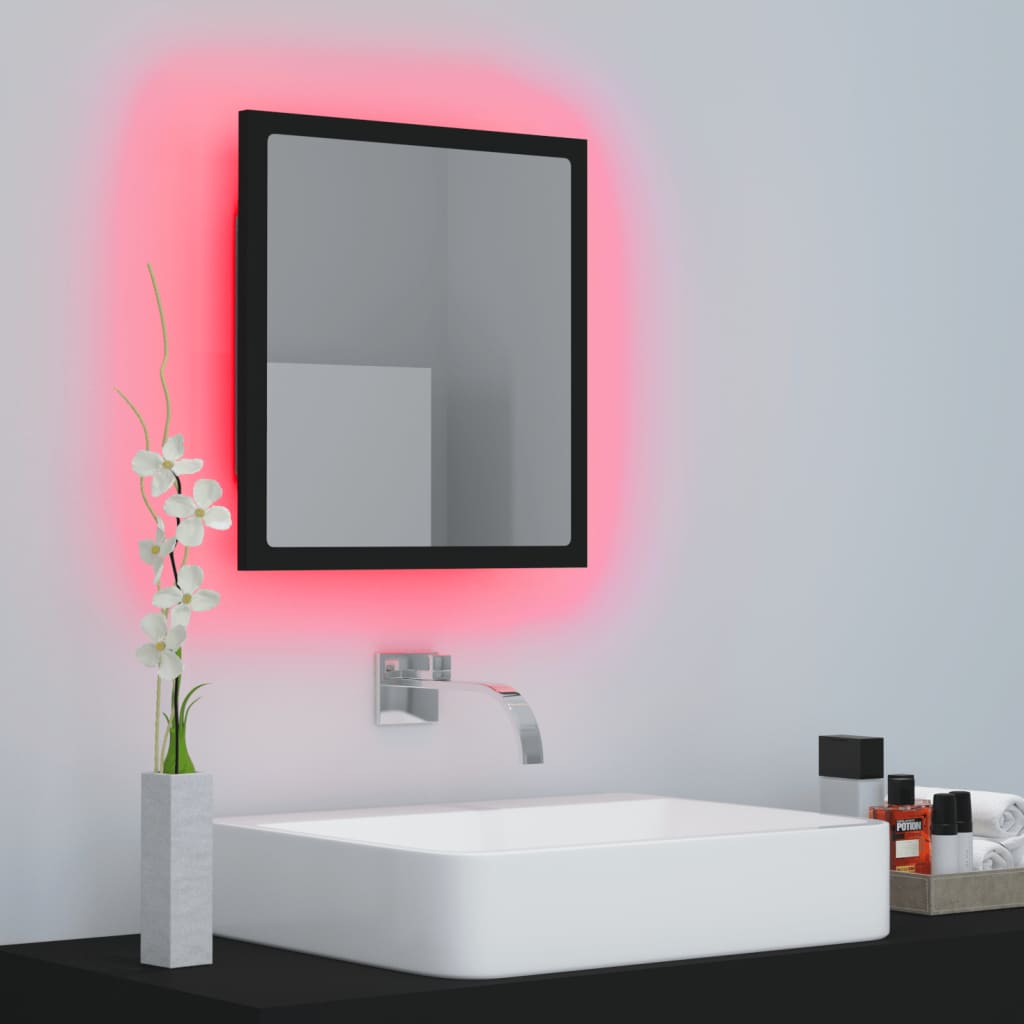 vidaXL badeværelsesspejl med LED-lys 40x8,5x37 cm akryl sort
