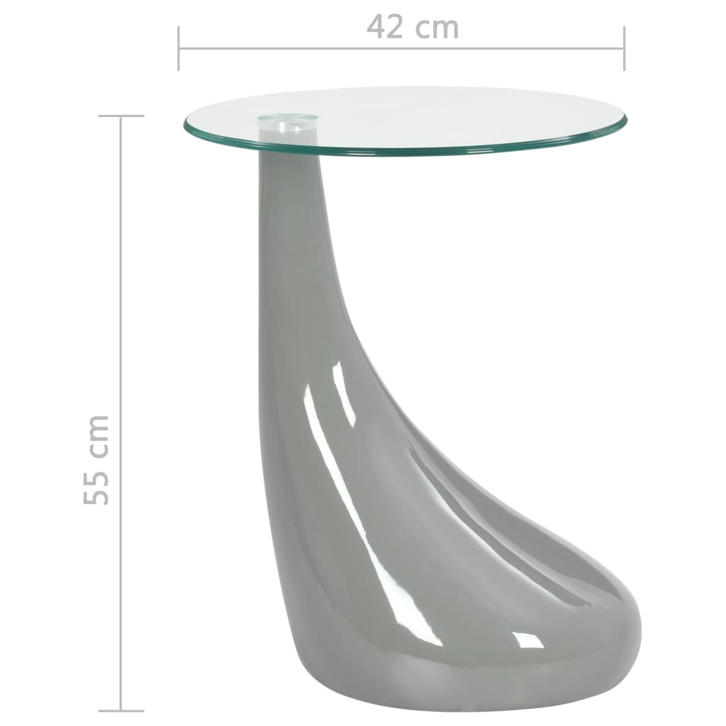 vidaXL sofaborde 2 stk. med rund bordplade i glas højglans grå