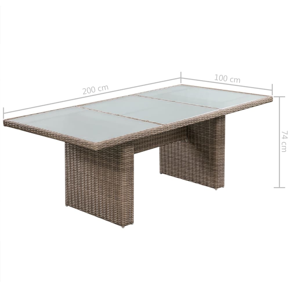 vidaXL udendørs spisebordssæt 11 dele med liggestole polyrattan brun