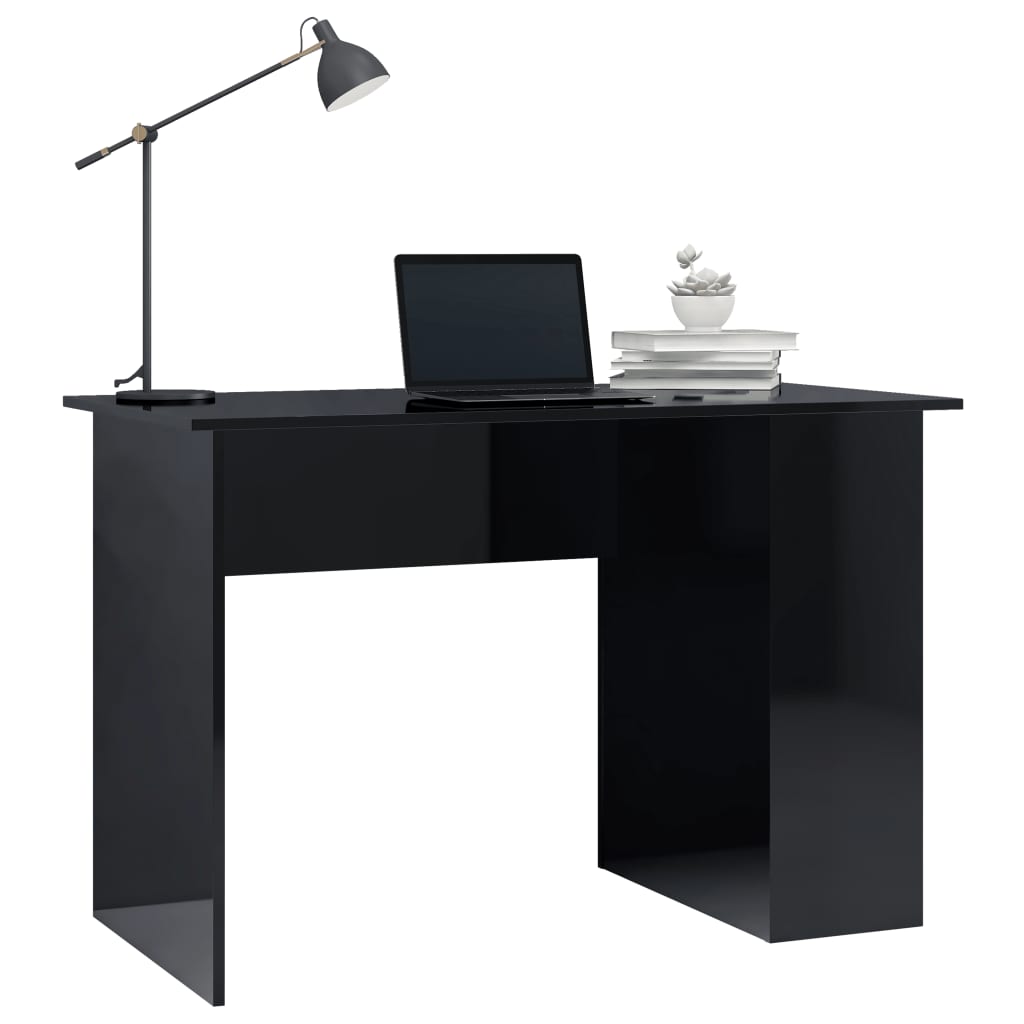 vidaXL skrivebord 110x60x73 cm konstrueret træ sort højglans