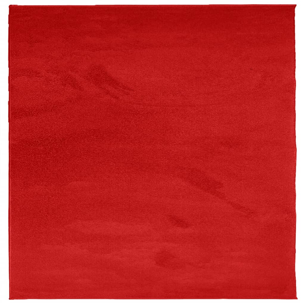 vidaXL gulvtæppe OVIEDO 200x200 cm kort luv rød