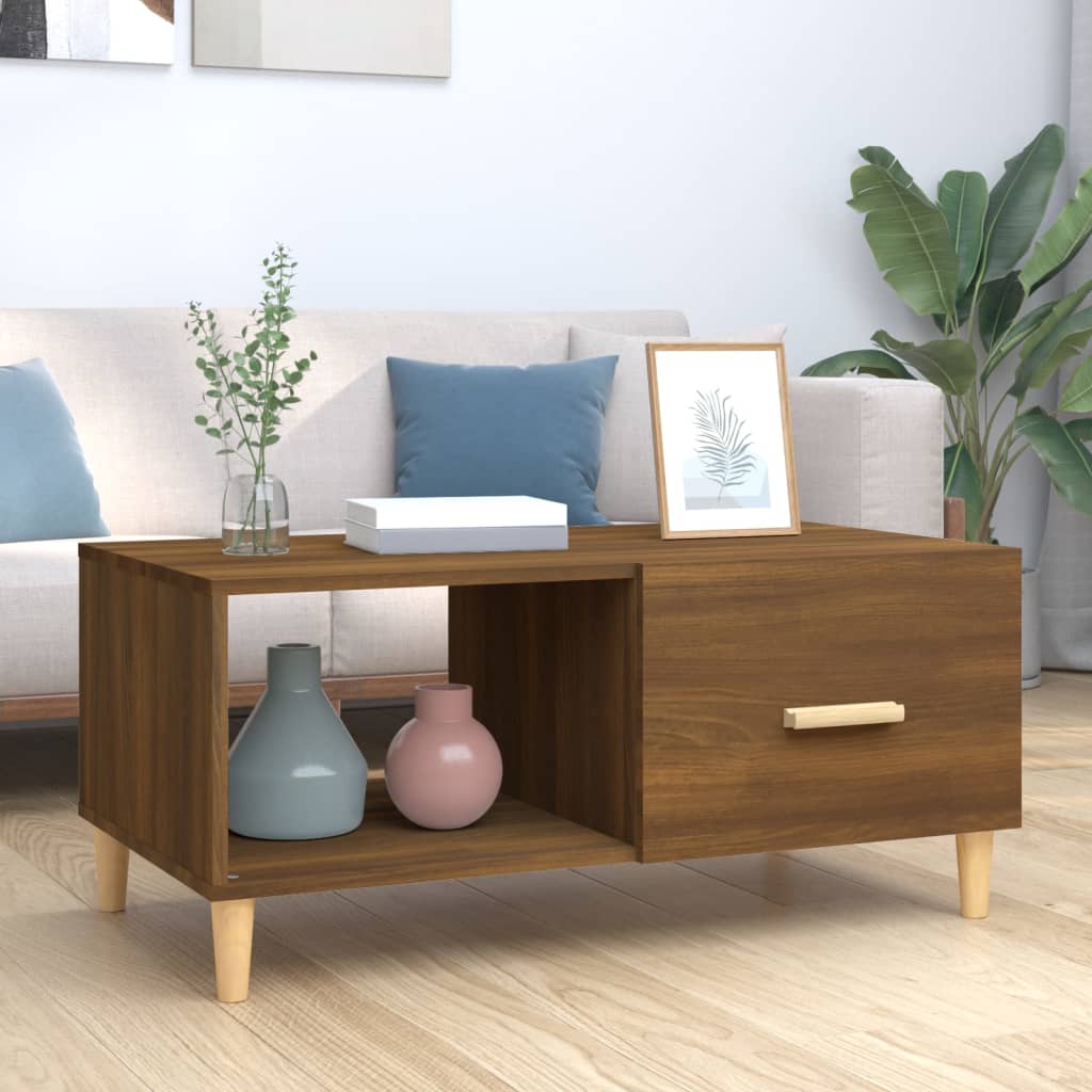 vidaXL sofabord 89,5x50x40 cm konstrueret træ brun egetræsfarve