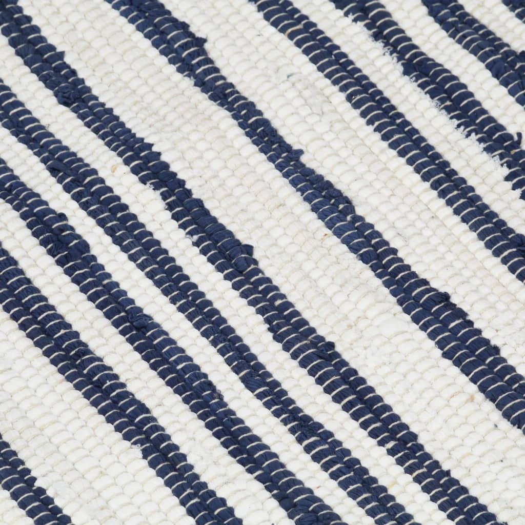 vidaXL håndvævet chindi-tæppe bomuld 80 x 160 cm blå og hvid