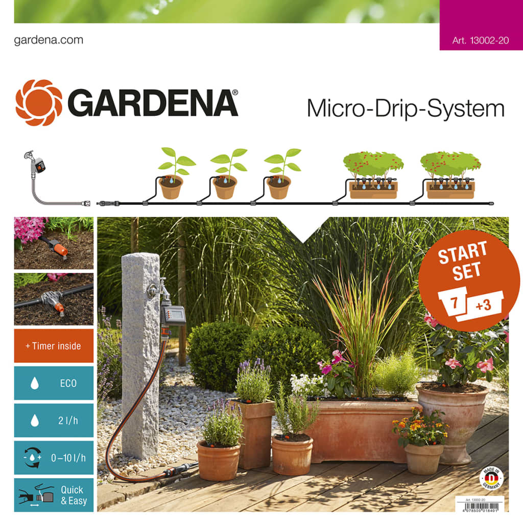 GARDENA vandingssystem til plantekrukker str. M Starter Set 13002-20