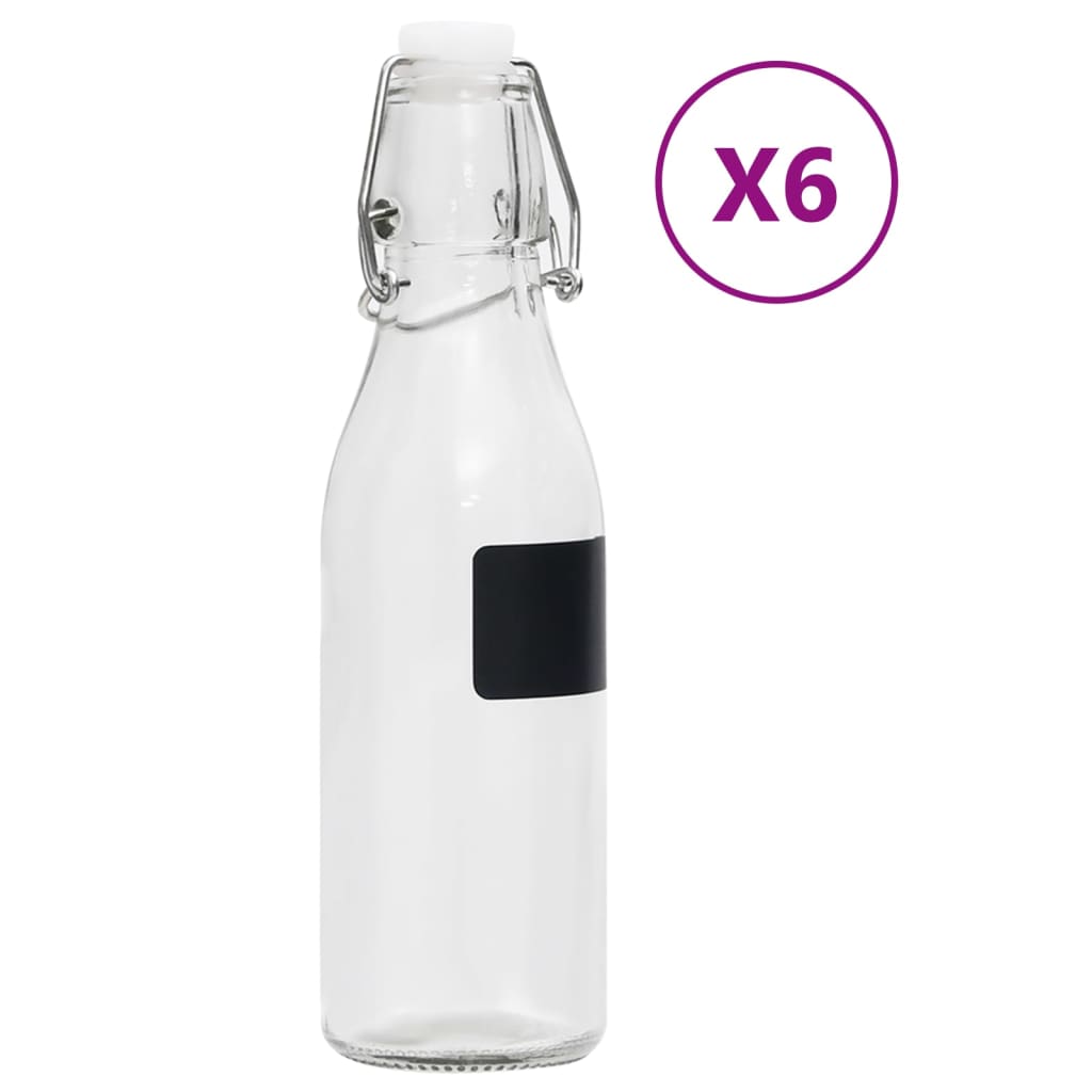 vidaXL glasflasker med patentlåg 6 stk. 250 ml rund