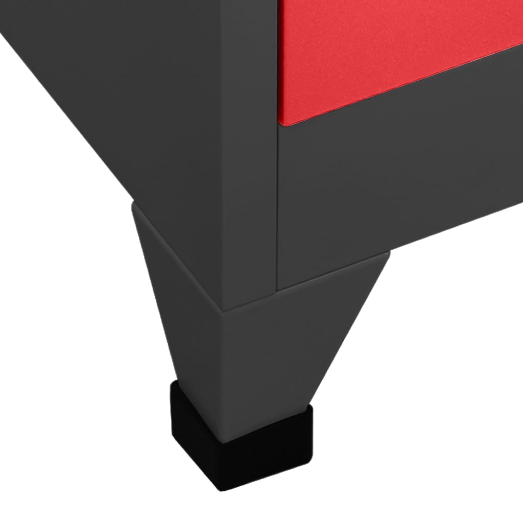 vidaXL skab 90x40x180 cm stål antracitgrå og rød