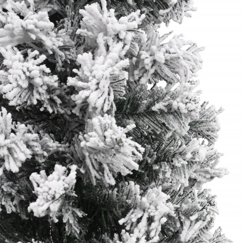 vidaXL slankt kunstigt juletræ med puddersne 150 cm PVC grøn