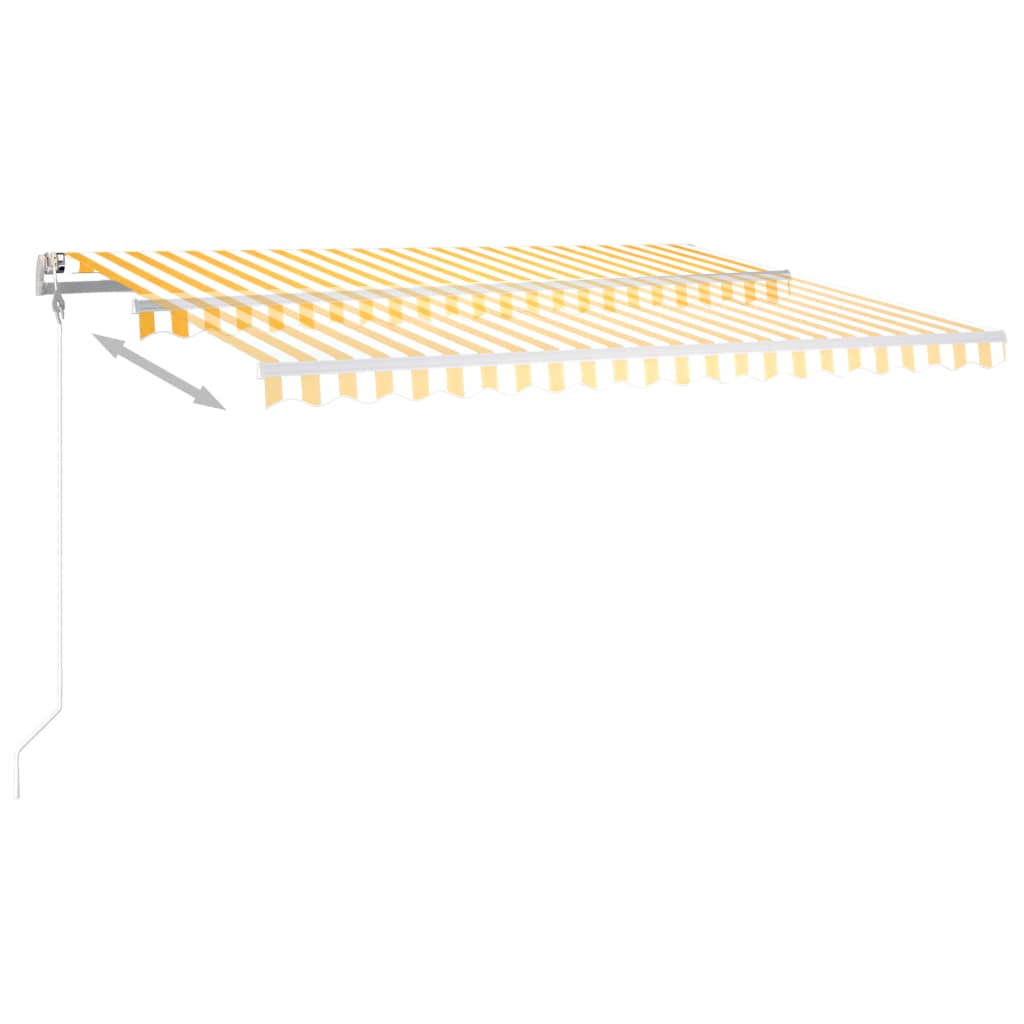 vidaXL markise med LED-lys 4,5x3,5 m manuel betjening gul og hvid