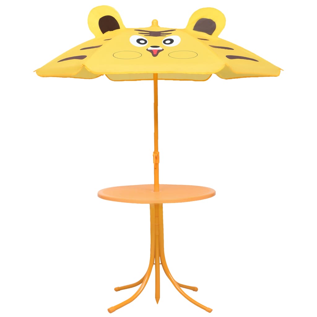 vidaXL udendørs bistrosæt til børn 3 dele med parasol gul