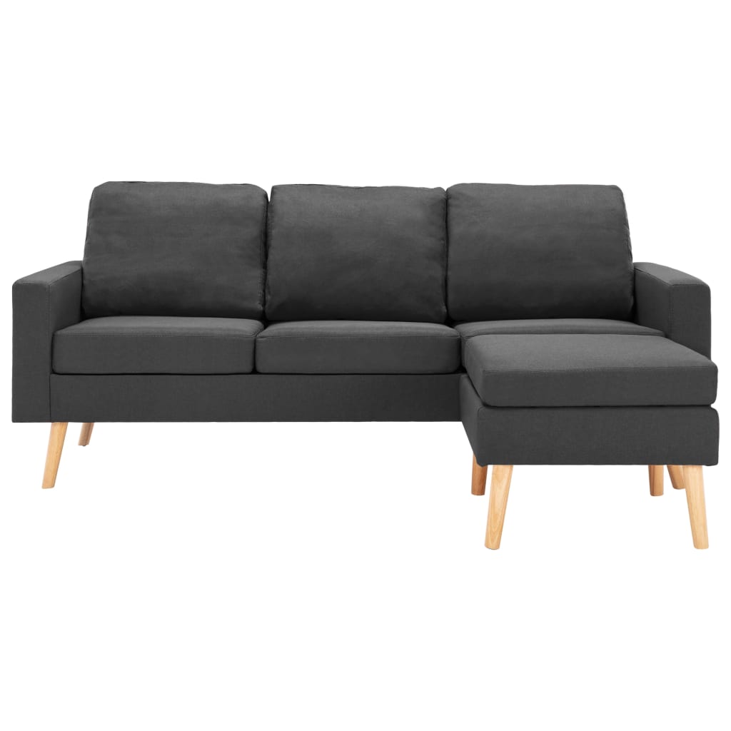 vidaXL 3-personers sofa med fodskammel stof mørkegrå