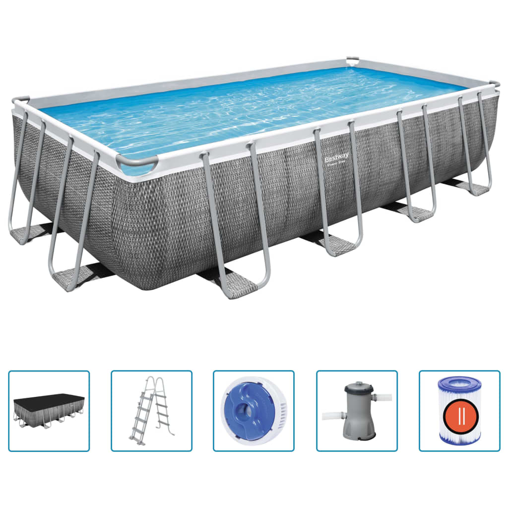 Bestway Power Steel swimmingpool 488x244x122 cm rektangulær