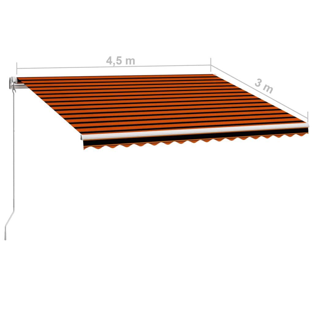 vidaXL foldemarkise manuel betjening 450 x 300 cm orange og brun