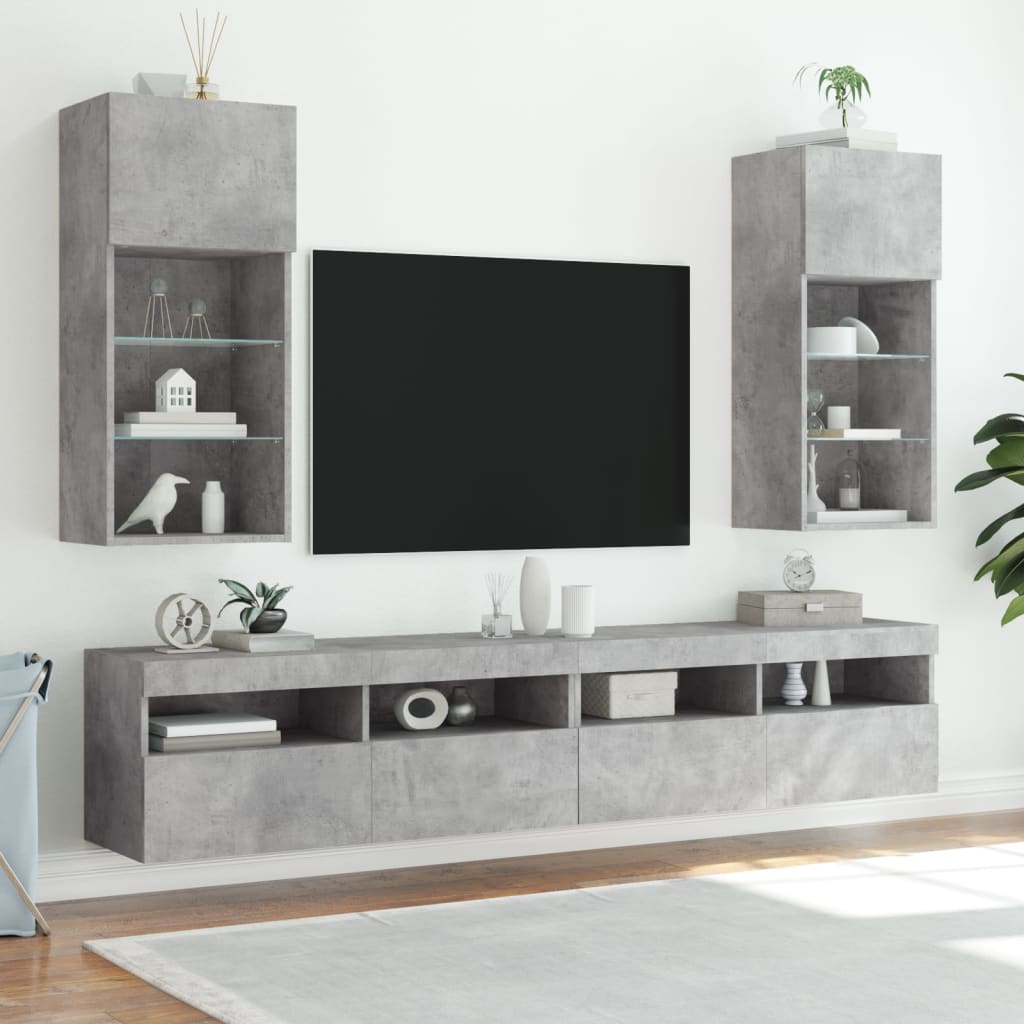 vidaXL tv-borde med LED-lys 2 stk. 40,5x30x90 cm betongrå