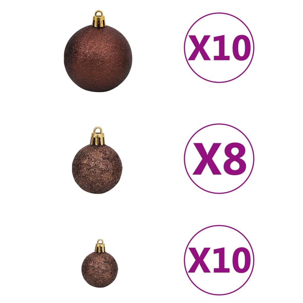 vidaXL kunstigt omvendt juletræ med lys og kuglesæt 210 cm
