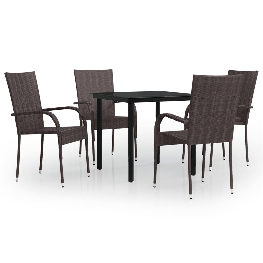 vidaXL udendørs spisebordssæt 5 dele brun og sort