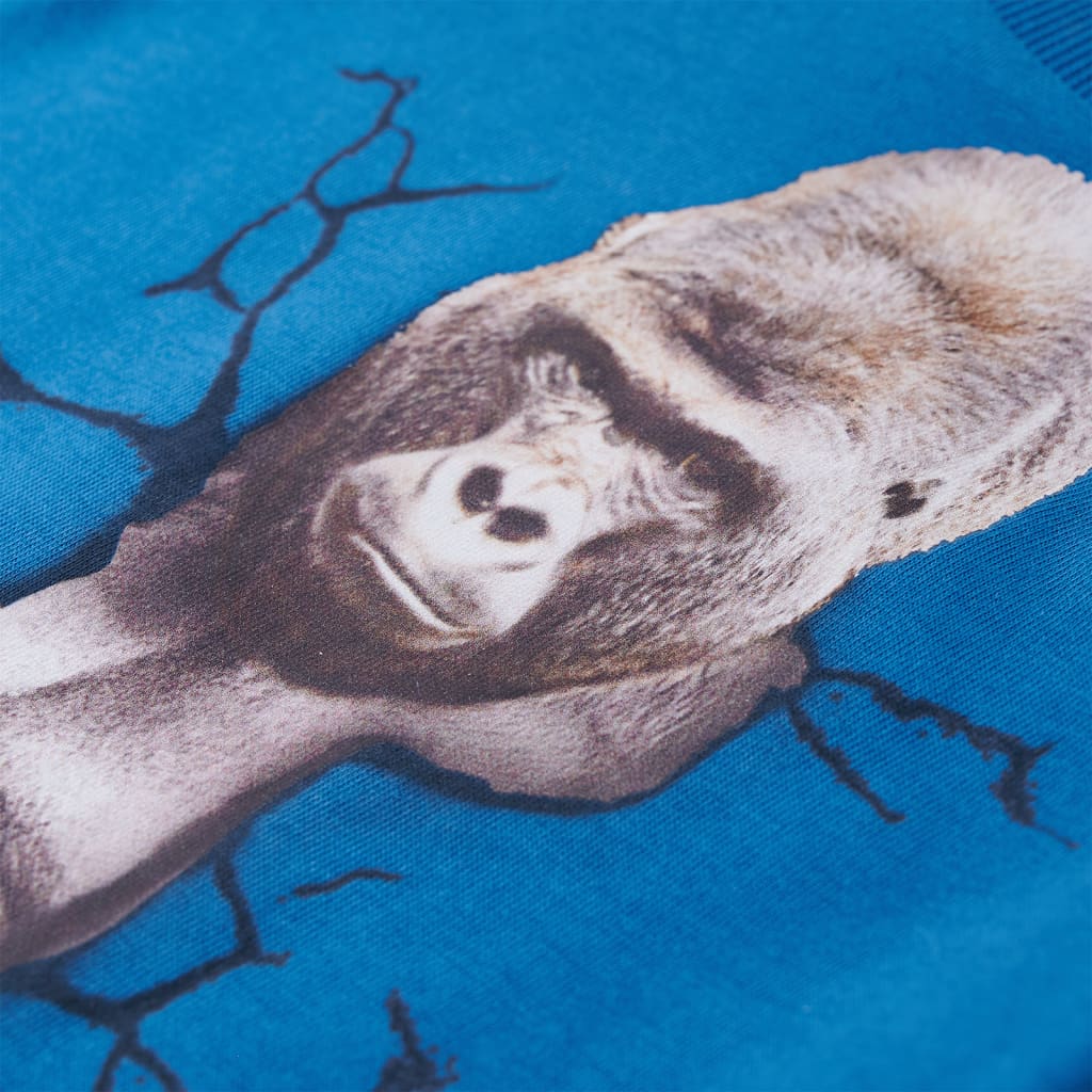 Langærmet T-shirt til børn str. 92 petroleumsblå