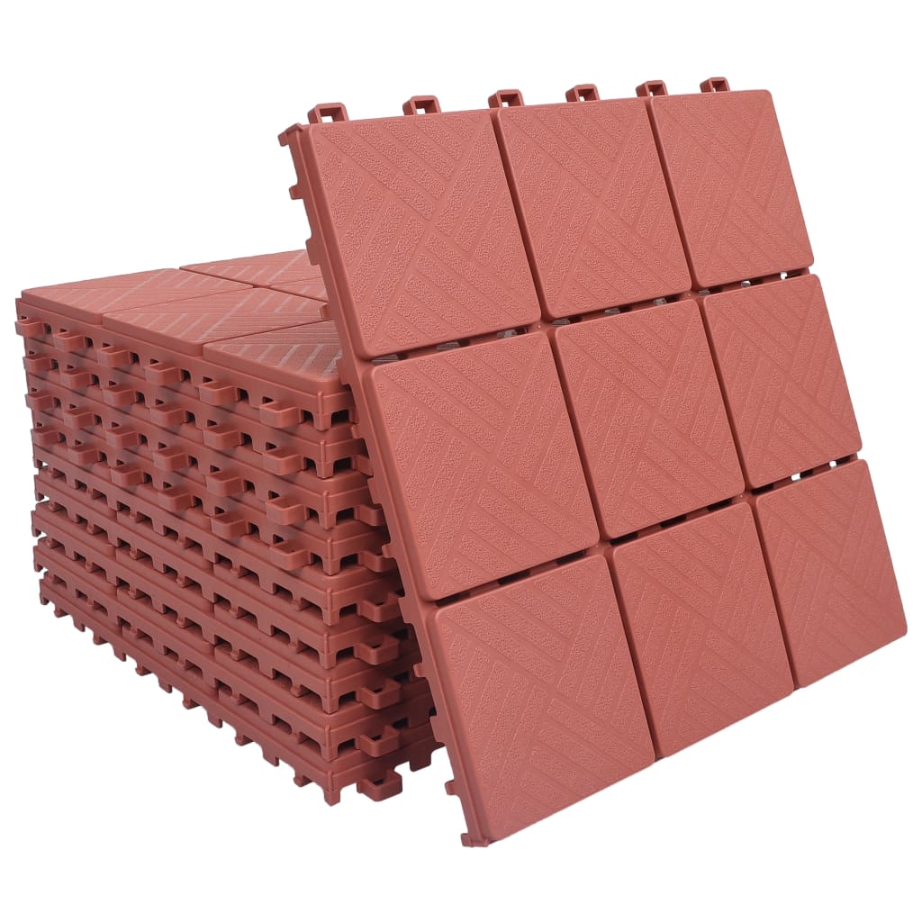 vidaXL terrassefliser 10 stk. 30,5x30,5 cm plastik rød