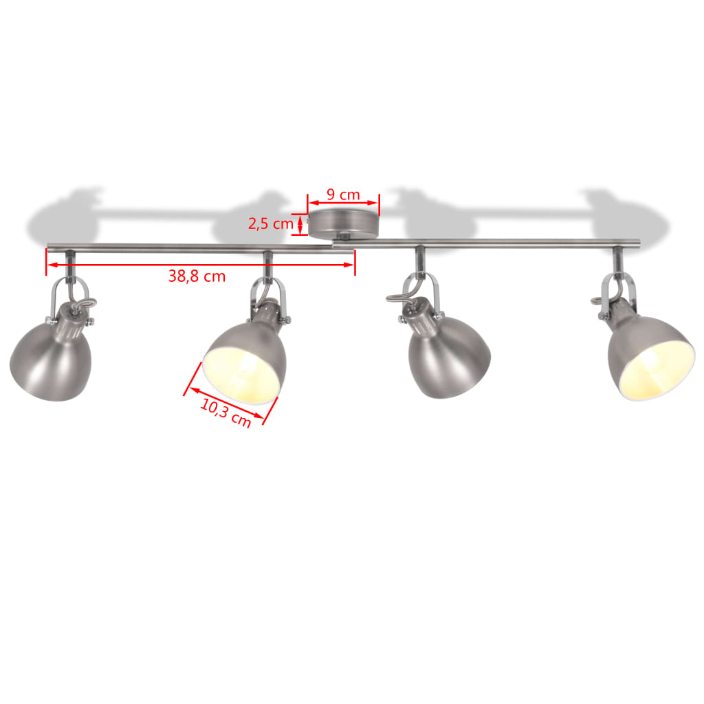 vidaXL loftslampe til 4 pærer E14 grå