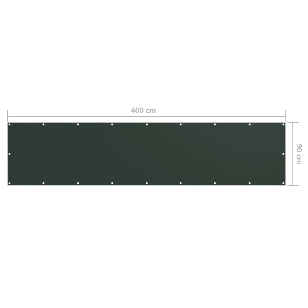 vidaXL altanafskærmning 90x400 cm oxfordstof mørkegrøn