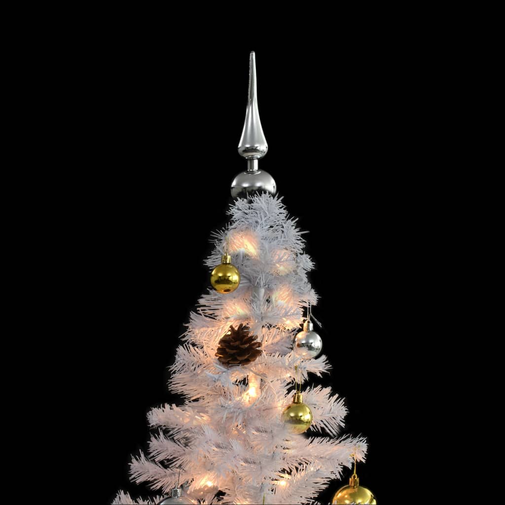vidaXL kunstigt juletræ med lys og julekugler 150 cm hvid