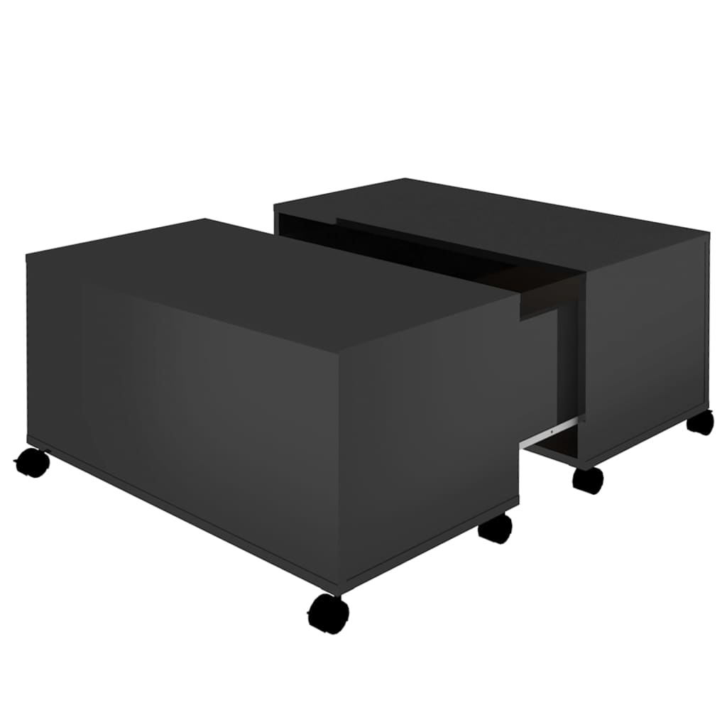 vidaXL sofabord 75x75x38 cm spånplade sort højglans