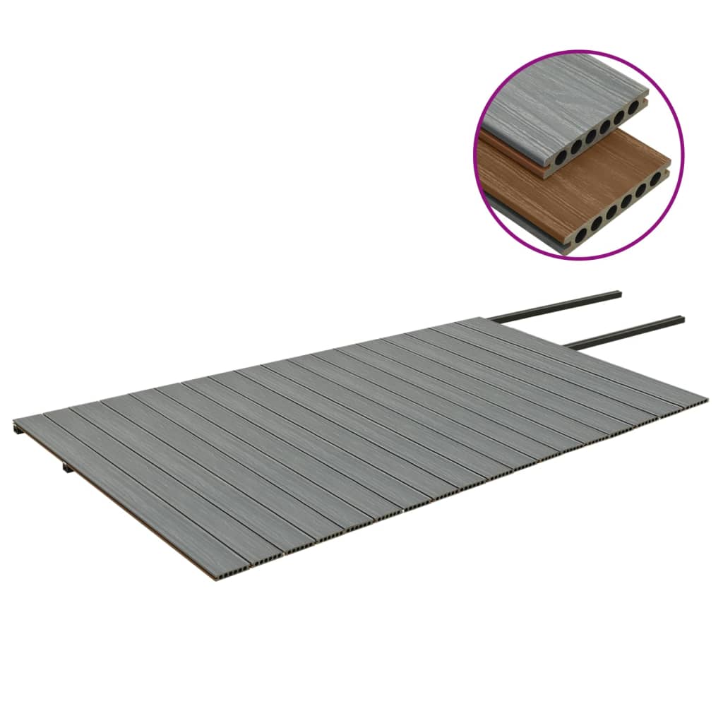 vidaXL terrassebrædder med tilbehør WPC 36 m² 2,2 m brun og grå