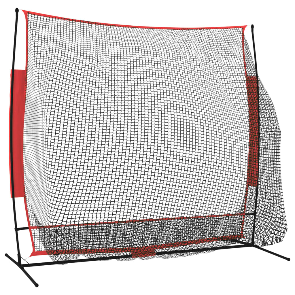 vidaXL bærbart baseballnet 215x107x216 cm polyester sort og rød