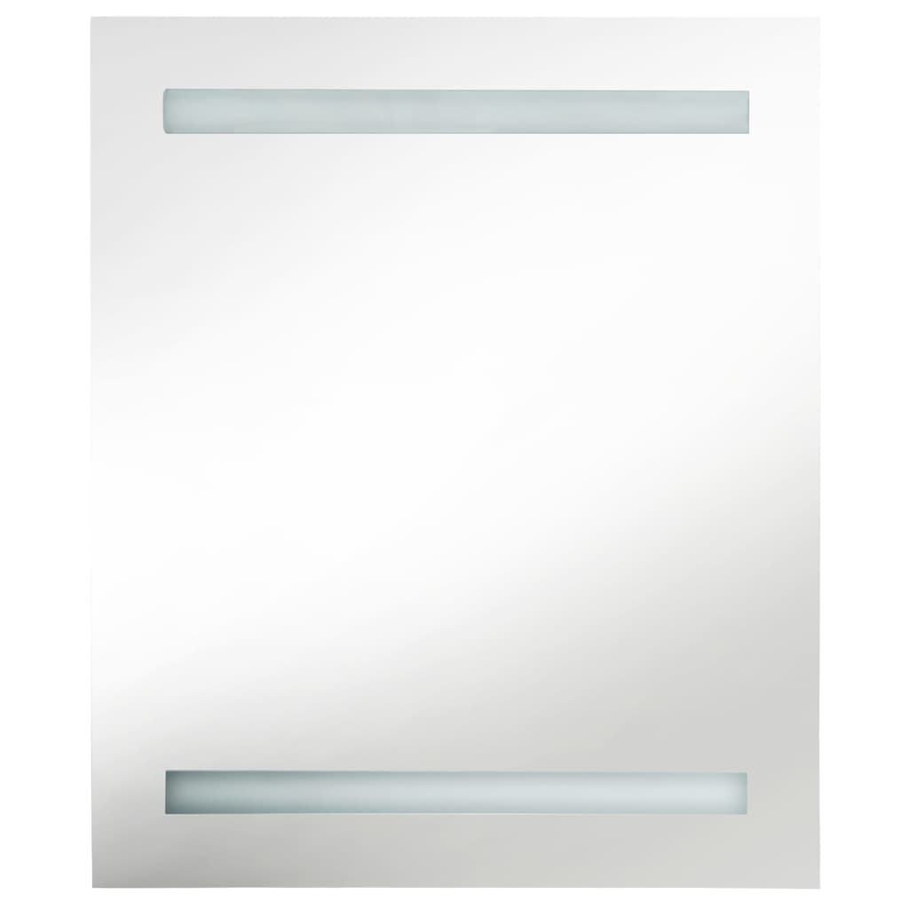 vidaXL badeværelsesskab med spejl + LED-lys 50x14x60 cm egetræ og hvid