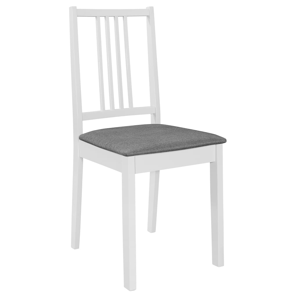 vidaXL spisebordsstole med hynder 6 stk. massivt træ hvid