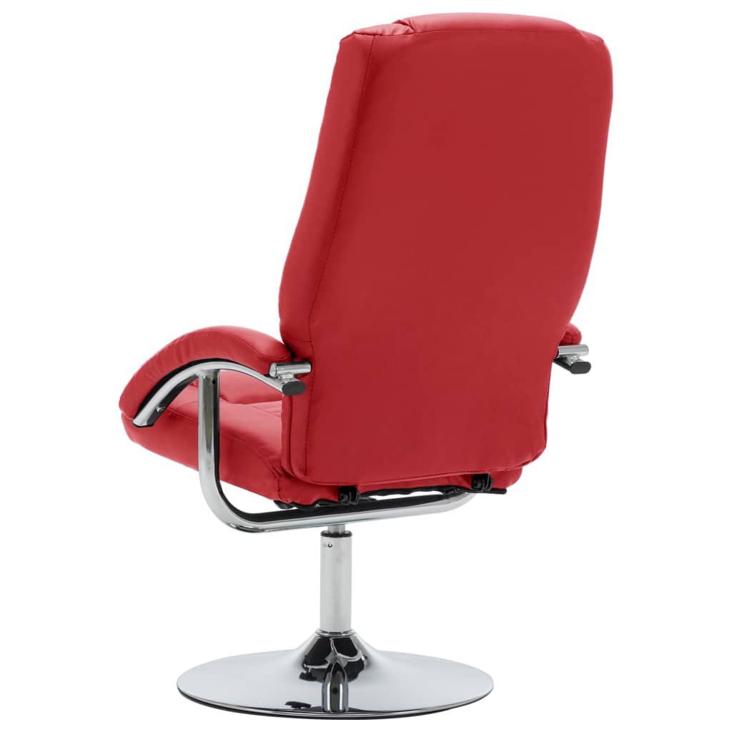 vidaXL lænestol med fodskammel rød kunstlæder