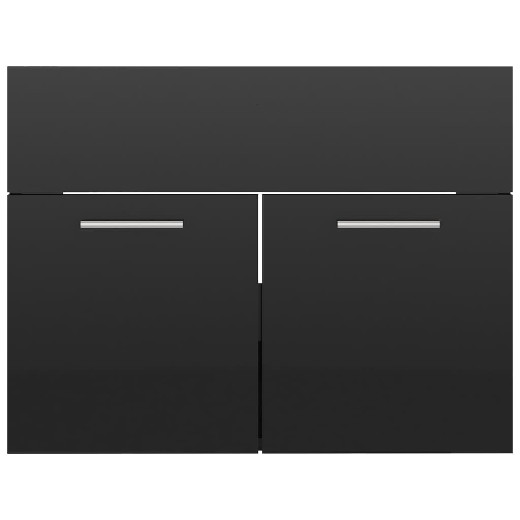 vidaXL badeværelsesmøbelsæt spånplade sort højglans
