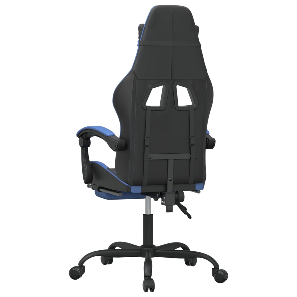 vidaXL gamingstol med fodstøtte kunstlæder sort og blå