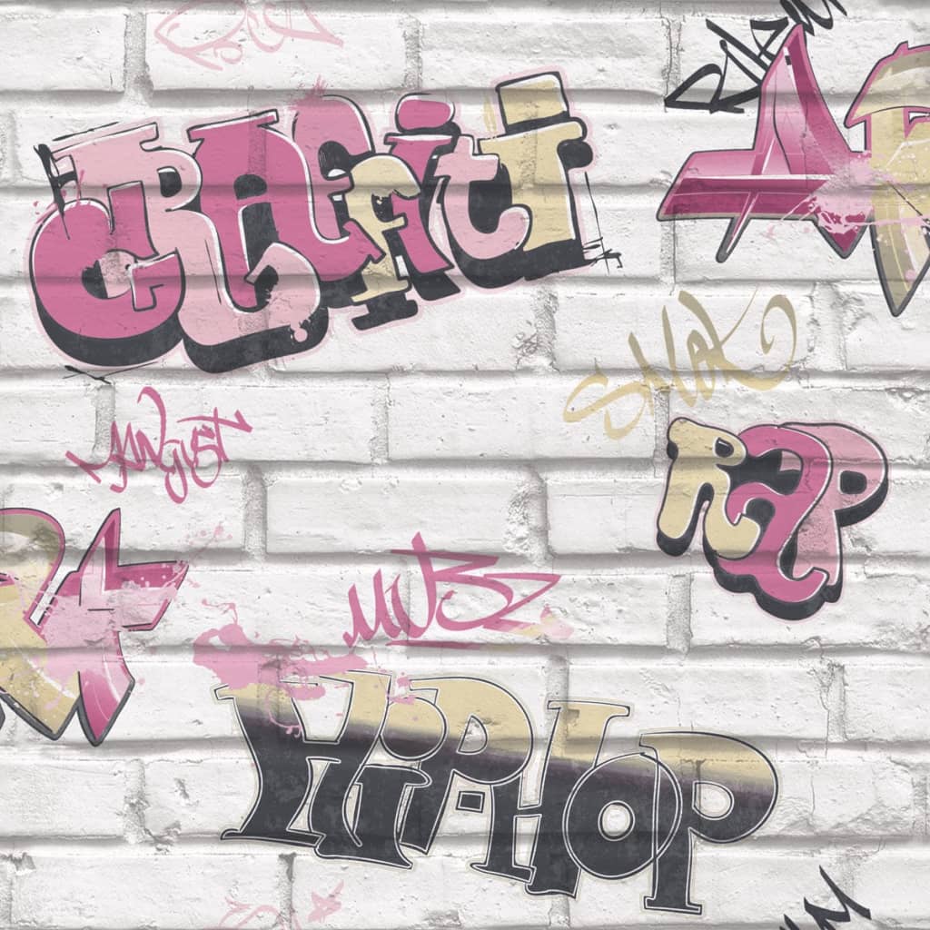 Noordwand tapet Urban Friends & Coffee Graffity pink og hvid