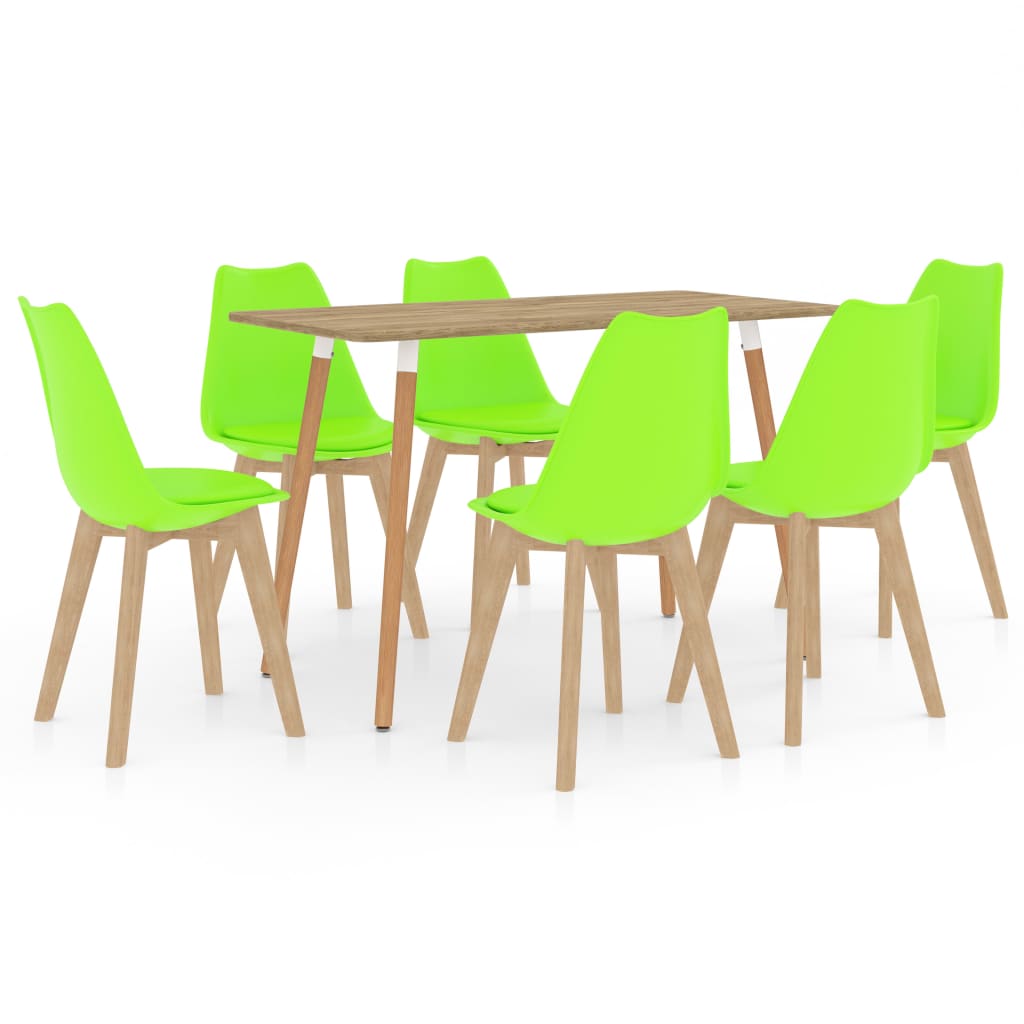 vidaXL spisebordssæt 7 dele grøn