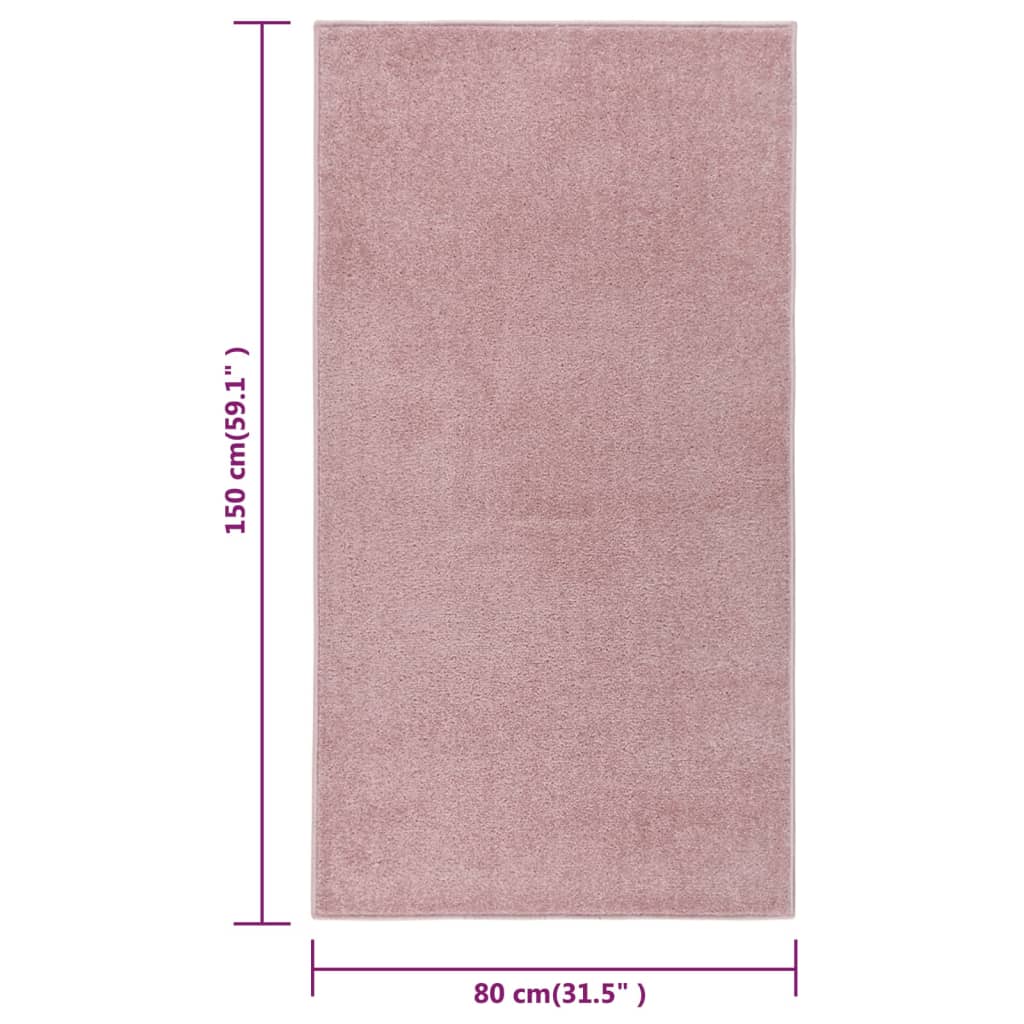 vidaXL gulvtæppe 80x150 cm kort luv lyserød