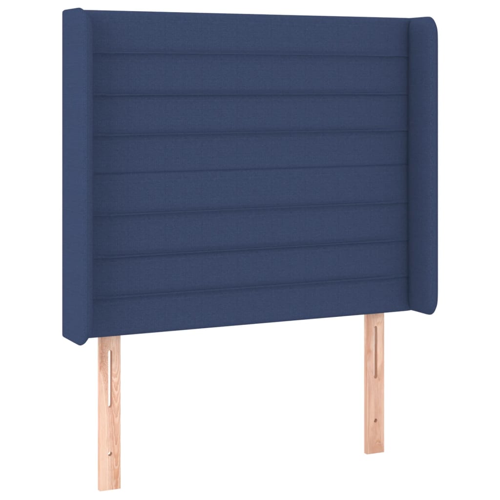 vidaXL sengegavl med kanter 93x16x118/128 cm stof blå