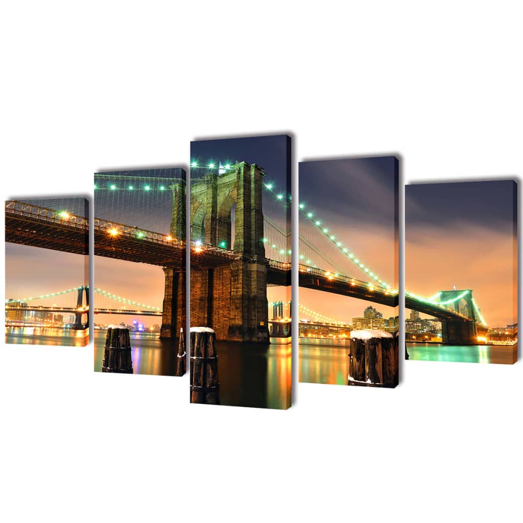 Kanvasbilledsæt Brooklyn Bridge 200 x 100 cm