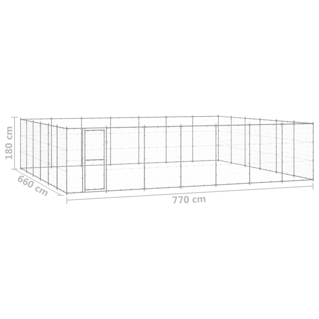 vidaXL udendørs hundebur 50,82 m² galvaniseret stål