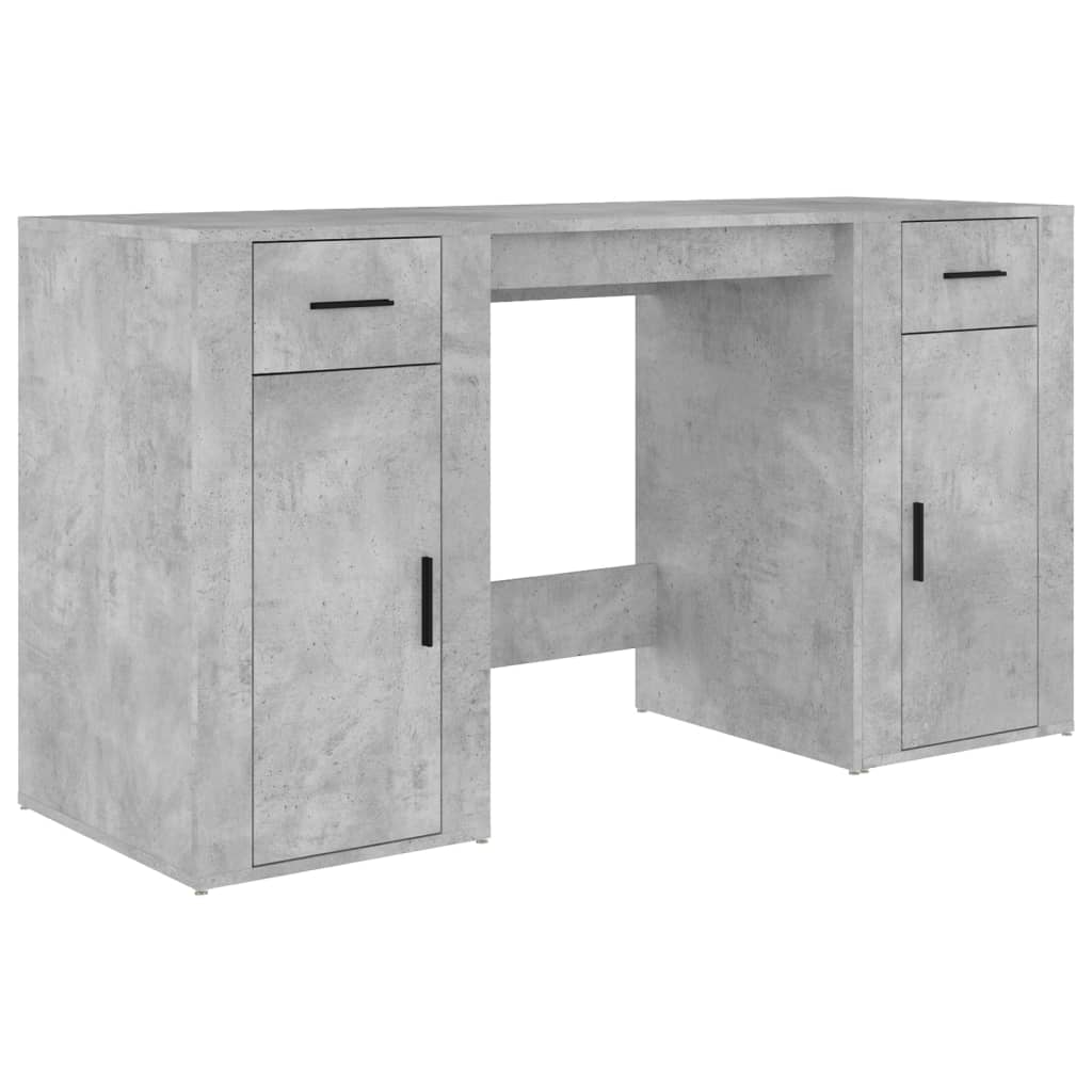 vidaXL skrivebord med skabe konstrueret træ betongrå