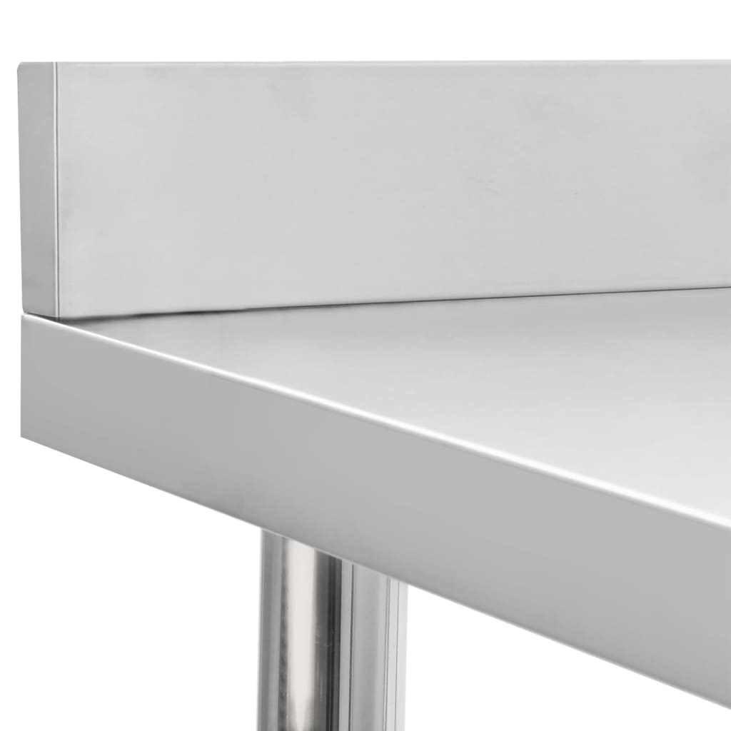 vidaXL arbejdsbord til køkken m. stænkplade 60x60x93 cm rustfrit stål
