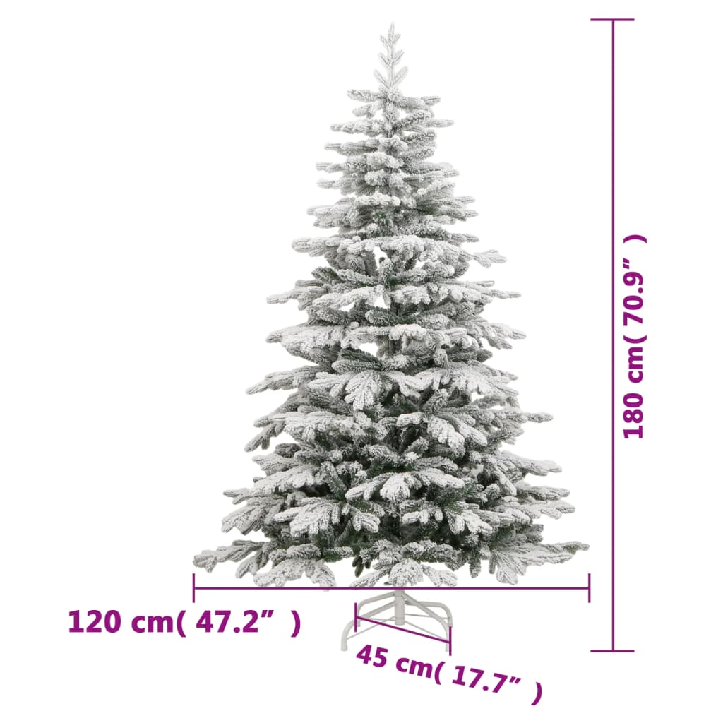 vidaXL kunstigt juletræ med 300 LED'er og sne 180 cm hængslet