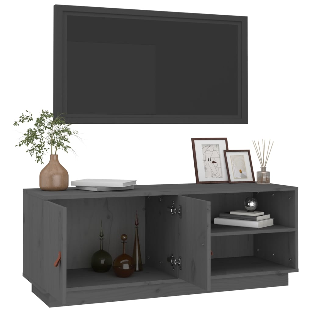 vidaXL tv-bord 105x34x40 cm massivt fyrretræ grå