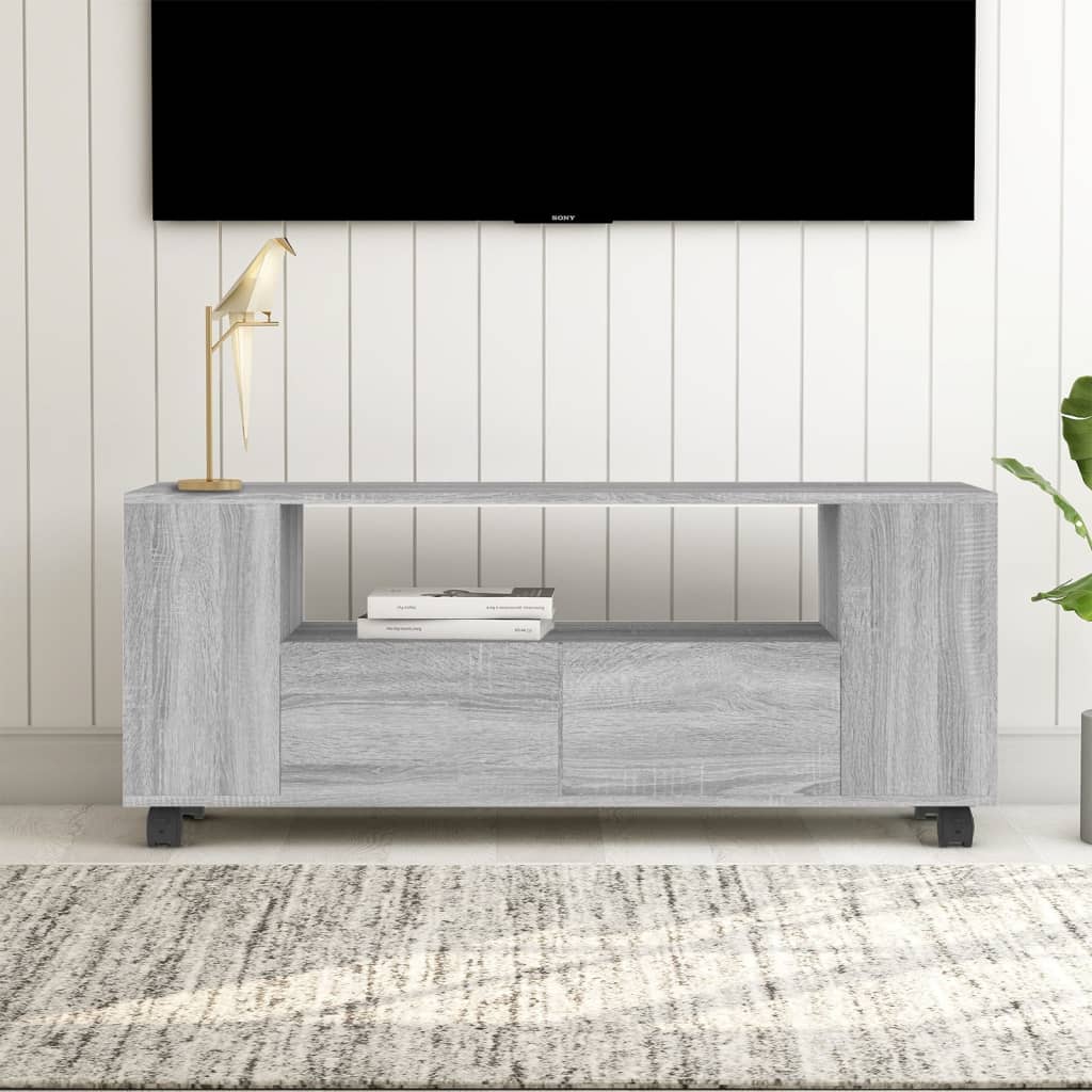 vidaXL tv-bord 120x35x48 cm konstrueret træ grå sonoma-eg